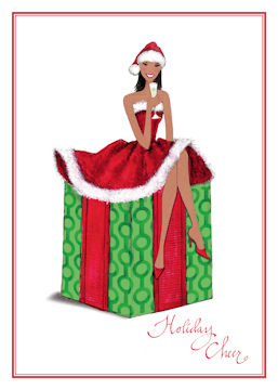 Fashion Girl Christmas Box (Multi-cultural) Folded Holiday Greeting Card