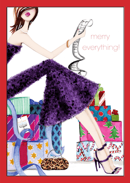 Fashion Girl Merry Everything Folded Holiday Greeting Card