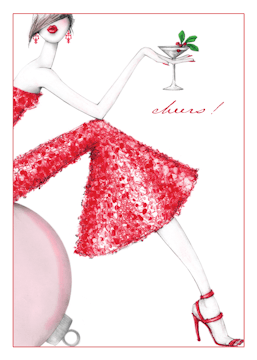 Holiday Fashion Girl Folded Holiday Greeting Card