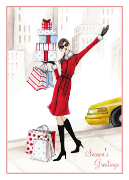 Fashion Girl City Folded Holiday Greeting Card