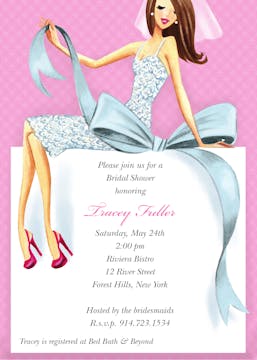 Beautiful Bride With Bow (Brunette) Invitation