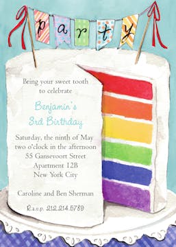 Colorful Party Cake Invitation