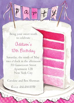 Pink Party Cake Invitation