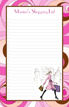 Busy Bonnie Shopper Girl Notepad