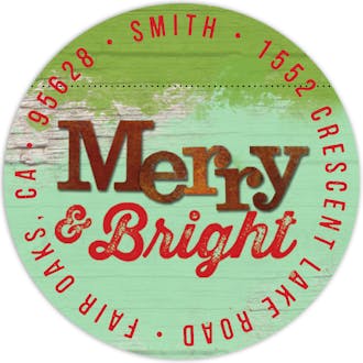 Rustic Merry & Bright Round Address Label
