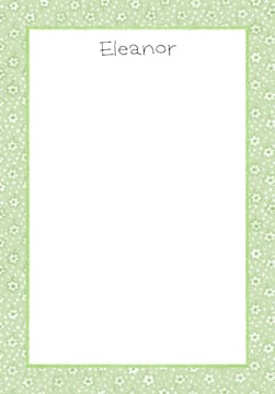 Green Scattered Flowers Padded Stationery