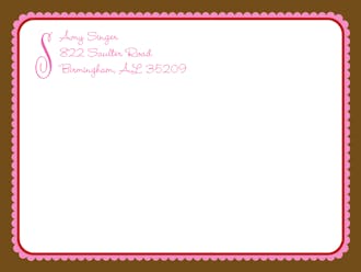 Brown/Hot Pink Ruffled Border Mailing Label