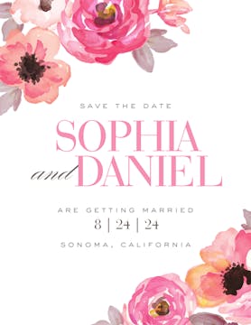 Blushing Blooms Save The Date Card