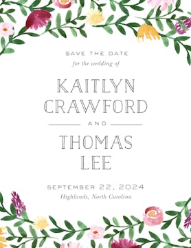 Woven Garland Save The Date Card