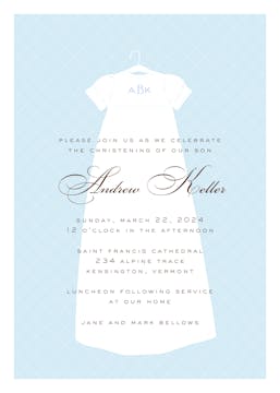 Dressed To Be Blessed Blue Invitation