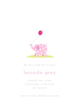 Pink Picadilly Circus Girl Birth Announcement