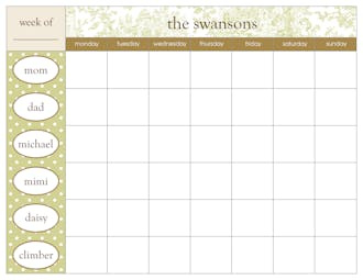 Pear Toile Weekly Scheduling Pad
