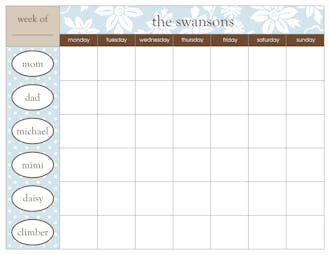Country Floral Weekly Scheduling Pad