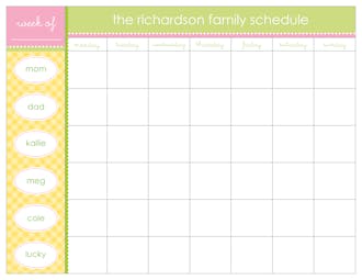 Yellow Gingham Weekly Scheduling Pad