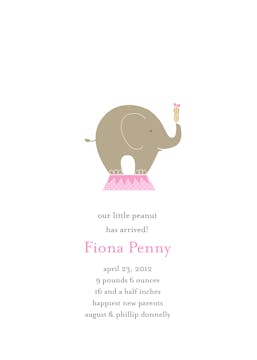 Our Little Peanut Pink Girl Birth Announcement