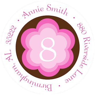Annie's Flower Party Round Address Sticky