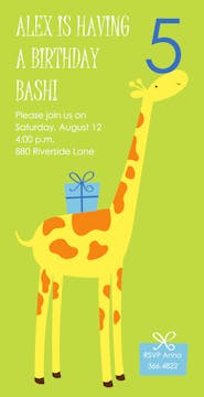 Party Giraffe Blue Party Invitation