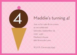 Waffle Cone Pink Party Invitation