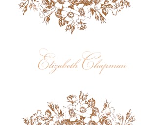 Bouquet Border Foil Pressed Folded Note (Shown with Optional Personal Foil - Additional Fee)
