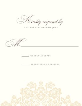 Wedding Bliss Response Card on White Eggshell (cream)