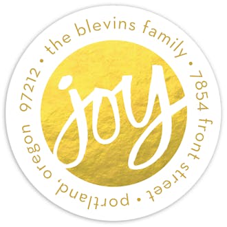 Joy (Faux) Foil Round Address Sticky