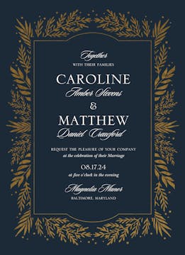 Gilded Garden Foil-Pressed Wedding Invitation