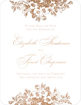 Bouquet Border Foil Pressed Save The Date Card