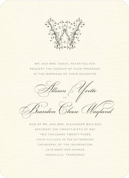 Ornate Monogram Wedding Invitation