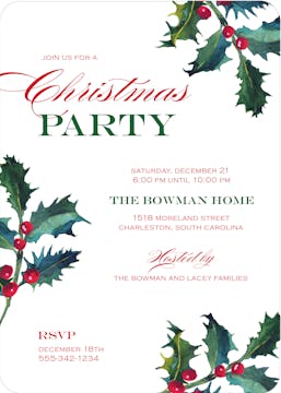Holly Party Invitation