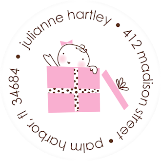 Baby Surprise Pink Round Address Sticky