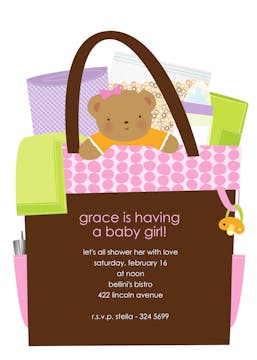 All In The Bag Pink Baby Shower Invitation