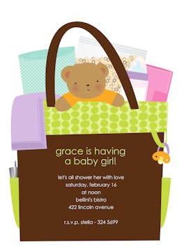 All In The Bag Green Baby Shower Invitation
