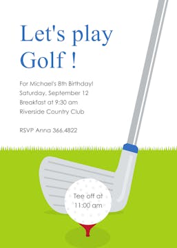 Let's Play Golf Party Invitation