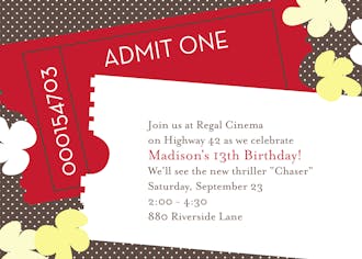 It's Movie Time Party Invitation