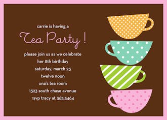 Teetering Tea Cups Party Invitation