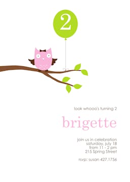 Whooo's Party Pink Party Invitation