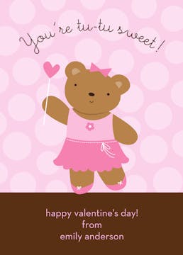TuTu Sweet Valentine Flat Card