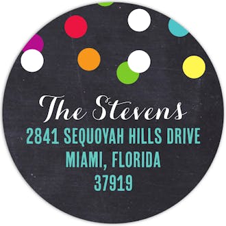 Holiday Confetti Multi-color Round Address Sticker