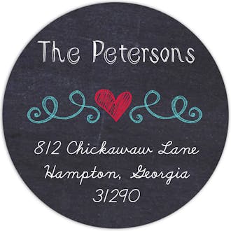 Holiday Doodle Dots Blue & Red Round Address Sticker