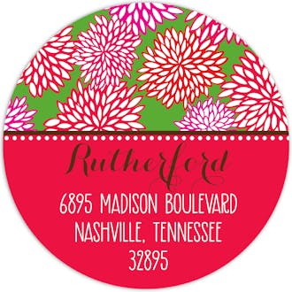 Holiday Floral Round Address Sticker