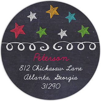 Chalkboard Stars Round Address Sticker