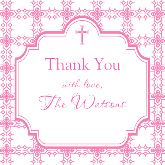 Tile Cross Square Gift Sticker - Pink 