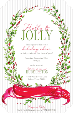 Handpainted Holly Crest Invitation