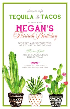 Handpainted Potted Succulents Invitation