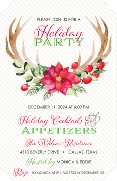Poinsettia with Antlers Invitation