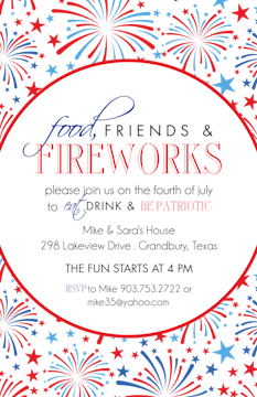 Red, White & Blue Fireworks Invitation