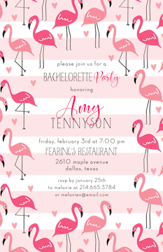 Flamingo Hearts Invitation 