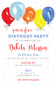 Party Balloons Invitation