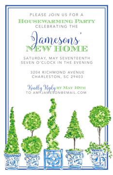 Hand Painted Topiary Mix Invitation 