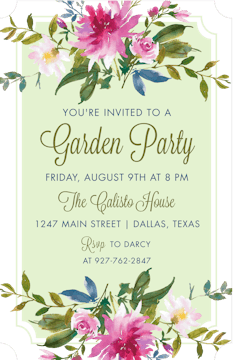 Pink and Green Floral Invitation